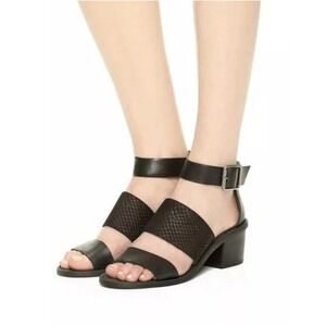 MADEWELL E9347 The Warren Sz 9 Block Heel Sandal Embossed Leather Festival Chic